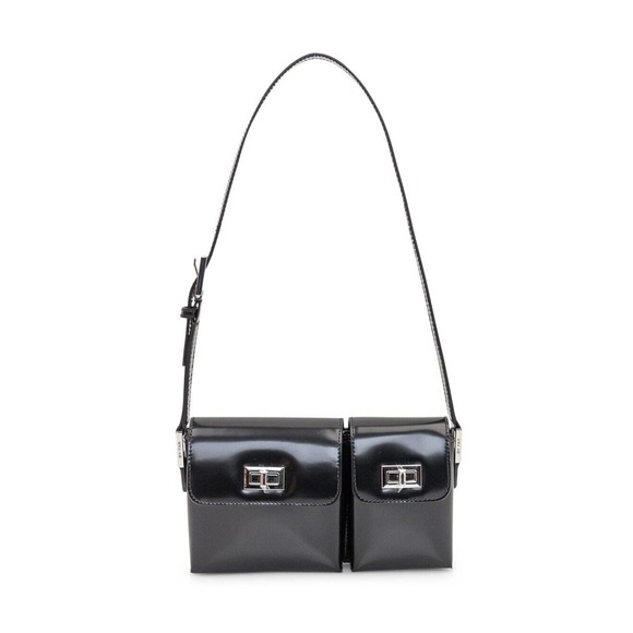 BY FAR Handbags - By Far Women's Black Baby Billy Semi Patent Leather Shoulder Bag MSRP $590